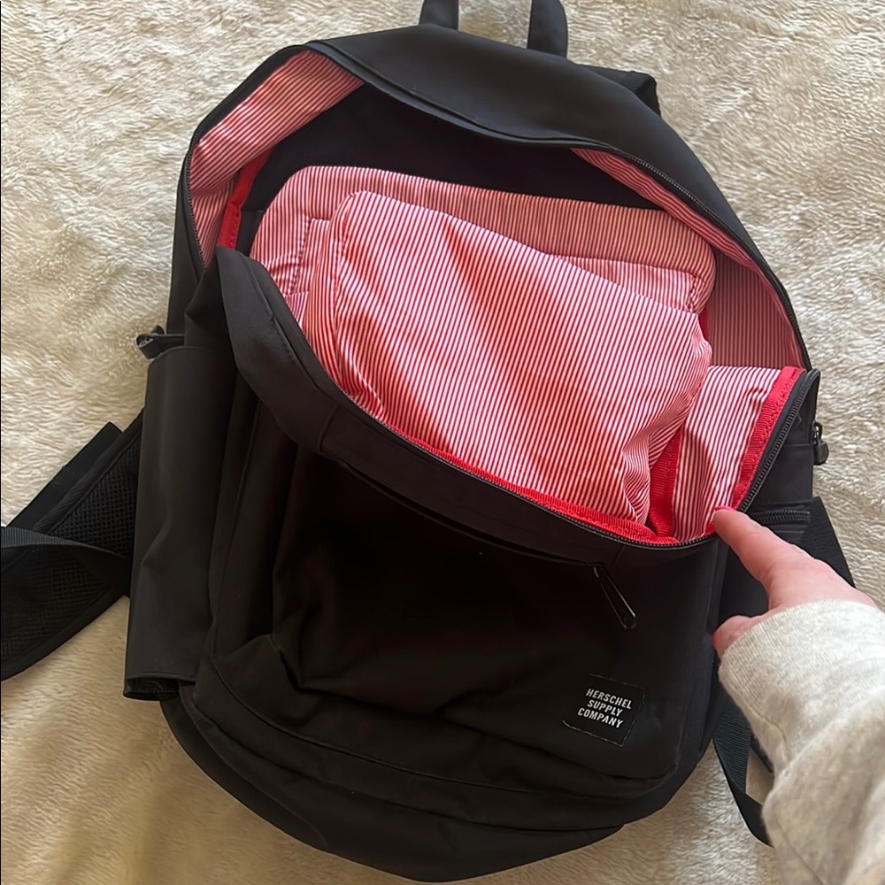 Black Herschel Supply Company Backpack with Red Interior